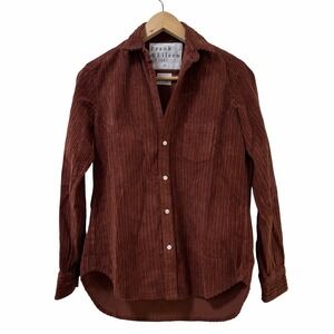 Frank & Eileen EILEEN Corduroy Button Up Relaxed Shirt Size XXS Rust Orange NWOT
